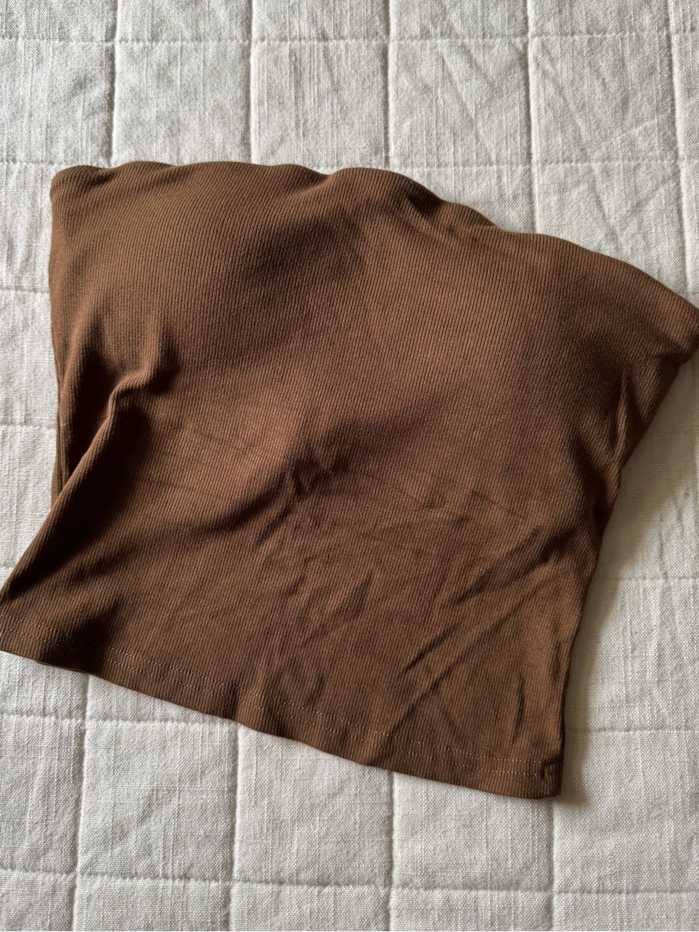 OGL Brown Ribbed Strapless Tube Top